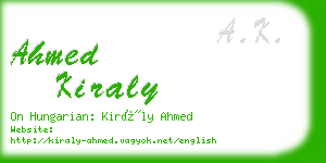ahmed kiraly business card